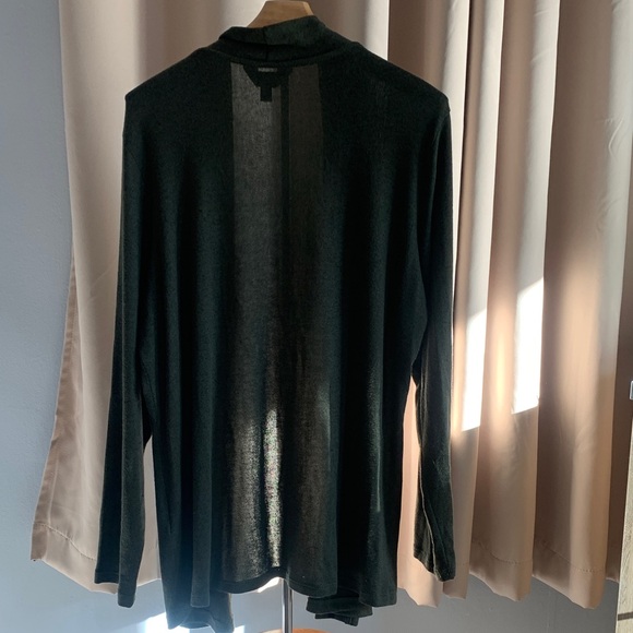 Chic Dark Green Open-Front Cardigan - Picture 3 of 3